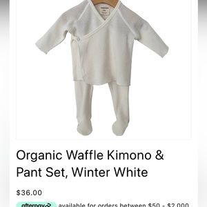 Organic Waffle Kimono & Pant Set, Winter White